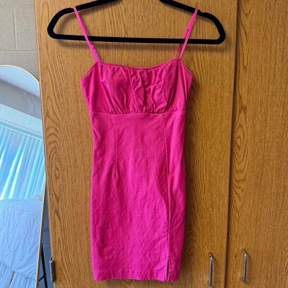 Pink Spaghetti-Strap Mini Dress